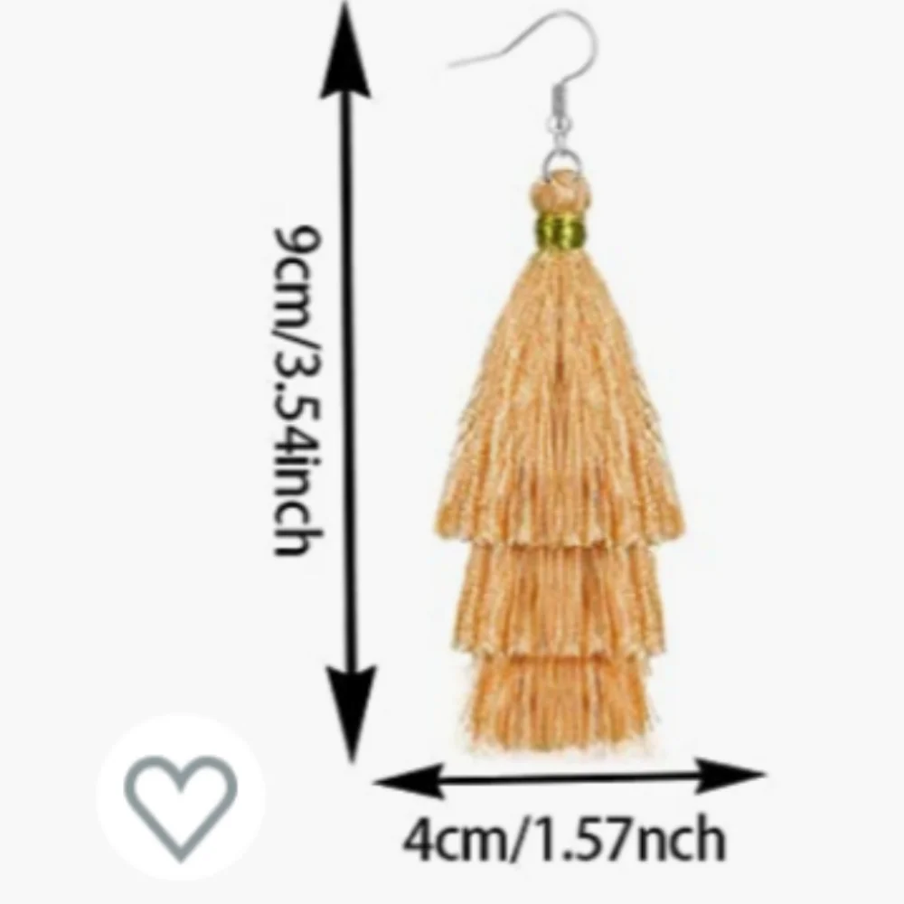 Boho Women Handmade Boho Tan Tassel Earrings